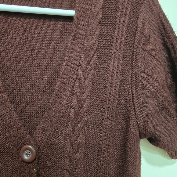 Gilli Cable Knit Button Midi Dress Brown Short Sleeve Size S - Picture 7 of 8